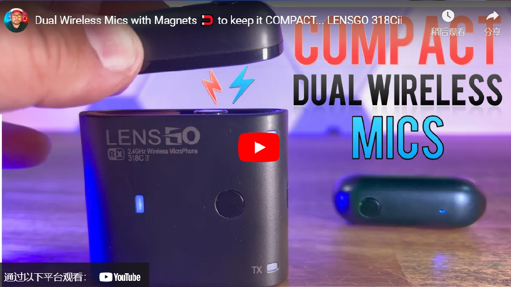 Dual Wireless Mics with Magnets 🧲 to keep it COMPACT... LENSGO 318Cii