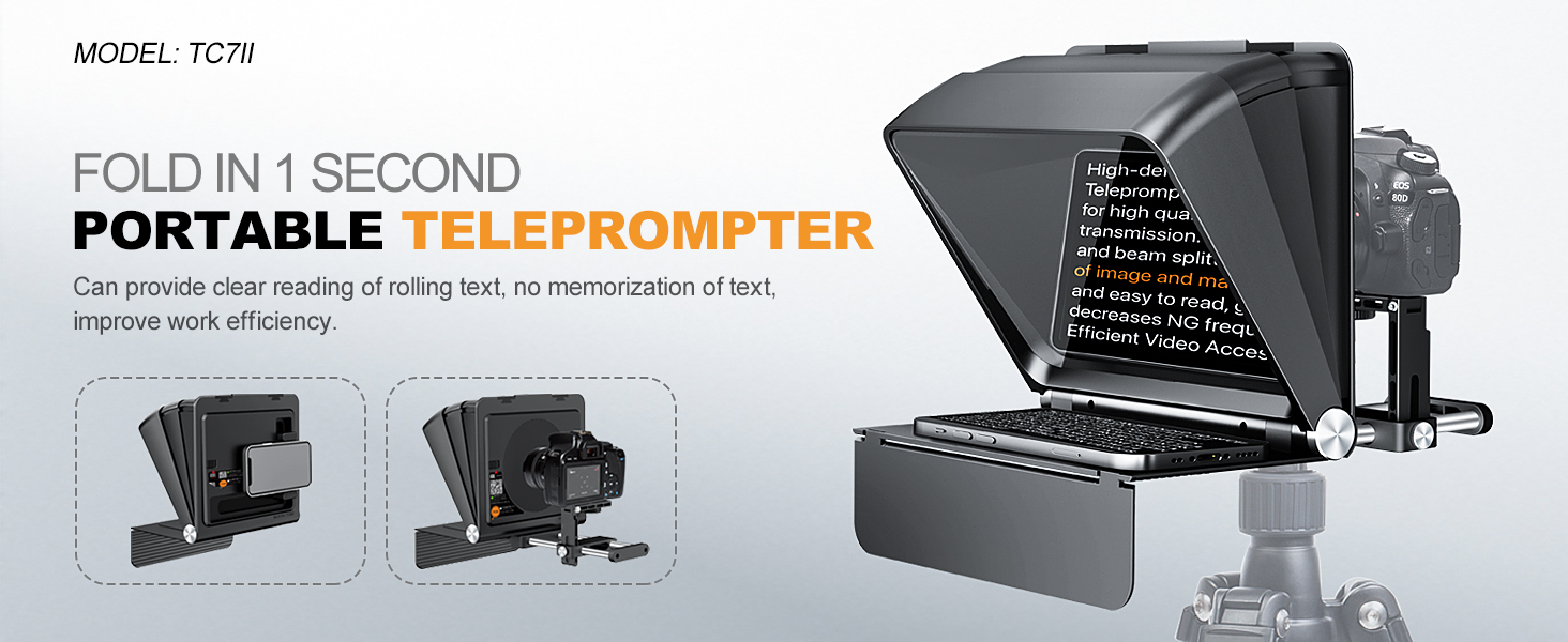 TC7II Teleprompter for Phone+Camera