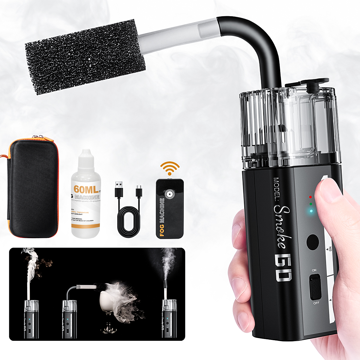LENSGO Portable Fog Machine,Anti-Leak Handheld Smoke Machine for Photography with Remote Control,22ML Upgraded Oil Tank Mini Fogger for Indoor Outdoor Halloween,Parties,Weddings Events (Smoke Go)