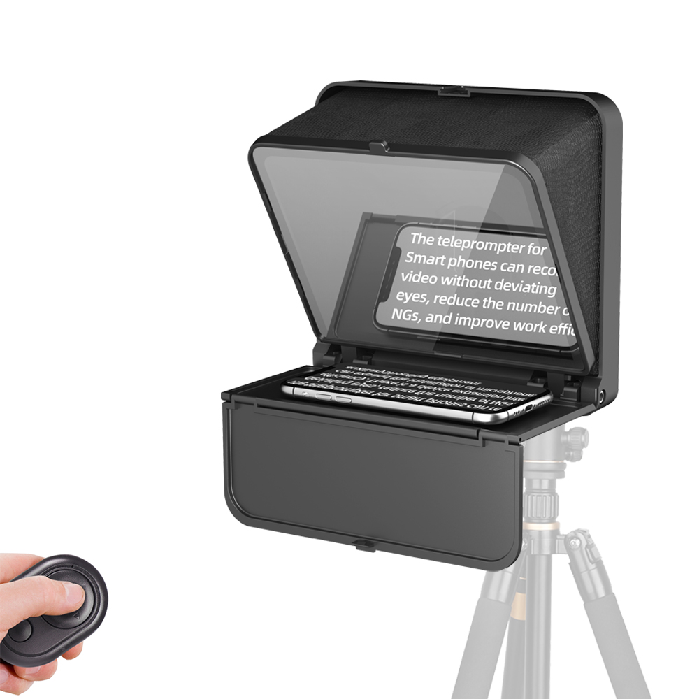 LENSGO TC7S Portable Teleprompter for Phone, Mini Teleprompter with Remote Control Compatible with iPhone & Android for Online Teaching Vlog Live Streaming Interview, Fold in One Sec