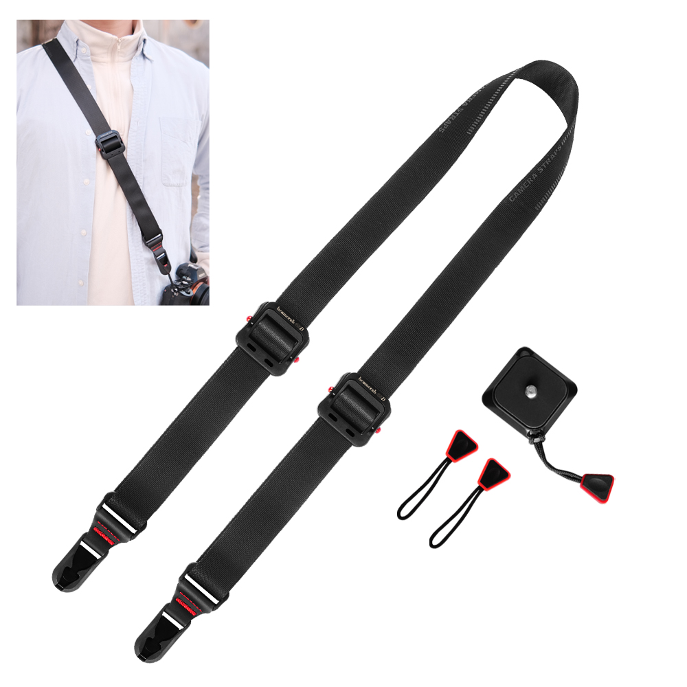 LYNCA 32D Quick-Adjust Camera Strap for DSLR & Mirrorless｜3-Second Length Adjustment｜Anti-Slip Military-Grade Design｜Tri-Mount Support｜Black-Red Color